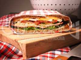 Tasty homemade sanchwich with organic ingredients