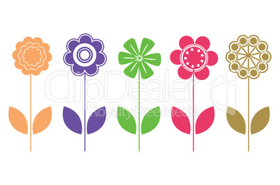 Vector colorful natural flower icons illustration