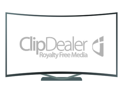 Isolated vector dark grey curved borderless television