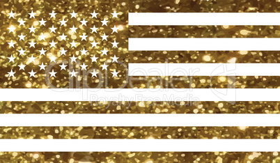 Luxury golden glitter United States country flag icon