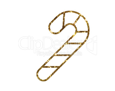 vector golden glitter Christmas candy stick line icon