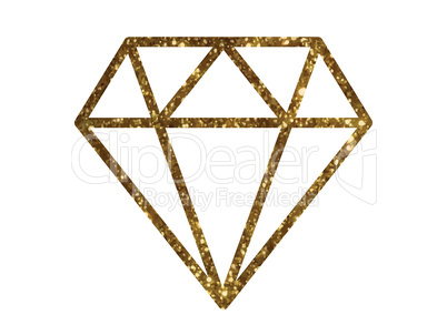 Vector golden glitter of flat diamond icon