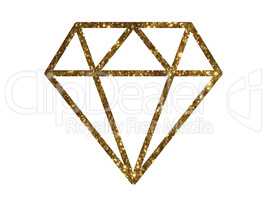 Vector golden glitter of flat diamond icon
