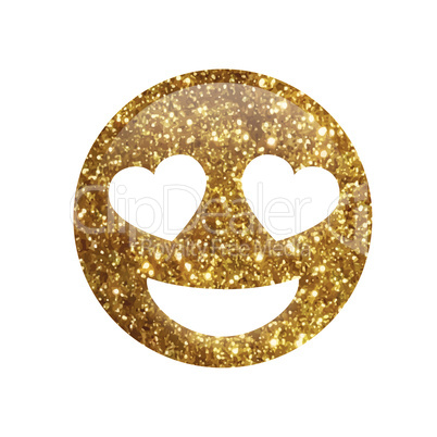 Emoji glitter golden people face with heart eyes