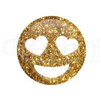 Emoji glitter golden people face with heart eyes