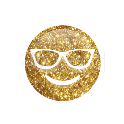 Emoji glitter golden happy people face with sunglasses