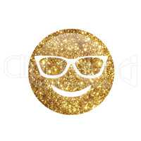 Emoji glitter golden happy people face with sunglasses