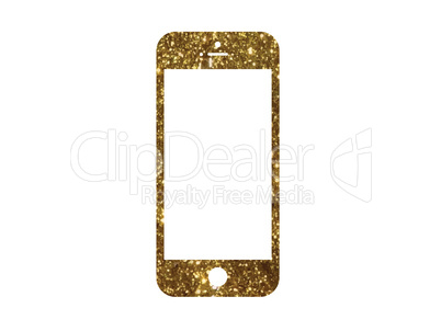 Vector golden glitter gold color flat smart phone icon