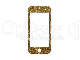 Vector golden glitter gold color flat smart phone icon