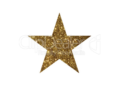 Vector golden glitter review star icon on white background