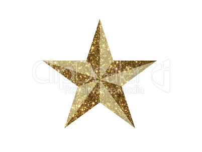 Vector golden glitter 3D review star icon on white background