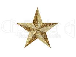 Vector golden glitter 3D review star icon on white background