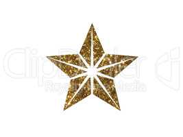 Vector golden glitter review star icon on white background