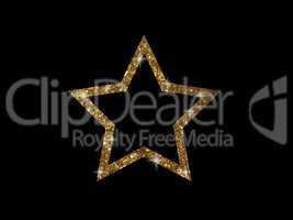Vector golden glitter review star icon on black background