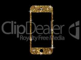 Vector golden glitter gold color flat smart phone icon