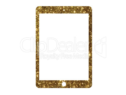 Vector golden glitter flat tablet computer icon