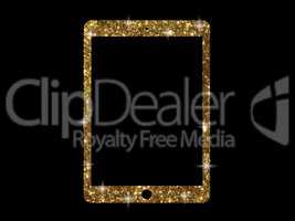 Vector golden glitter gold color flat tablet computer icon