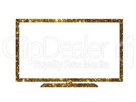 Vector cutout golden glitter of isolated OLED black flat smart w