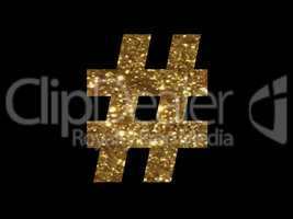 Luxury golden glitter hashtag symbol