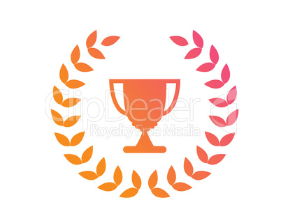 Vector gradient pink to orange award prize cup