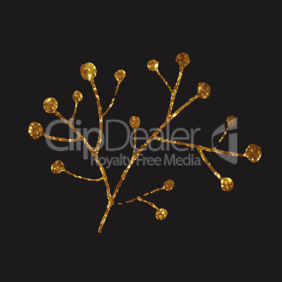 Golden glitter retro flower plant deocration flat icon