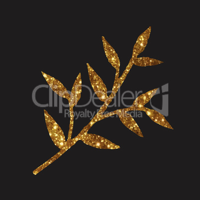 Golden glitter retro plant deocration flat icon