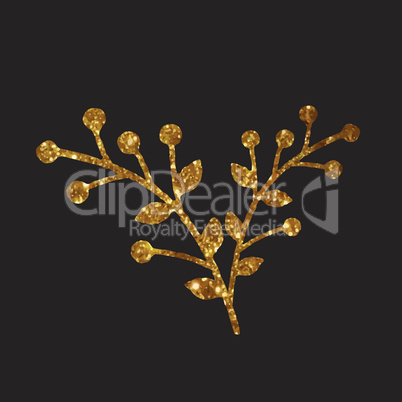 Golden glitter retro flower plant deocration flat icon