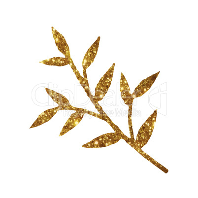 Golden glitter retro plant deocration flat icon