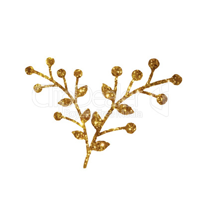 Golden glitter retro flower plant deocration flat icon