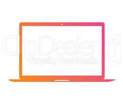 Vector gradient pink to orange flat laptop computer icon