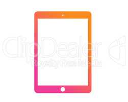 Vector Colorful gradient pink to orange flat tablet computer ico