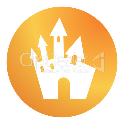 Circle gradient orange Halloween castle building icon