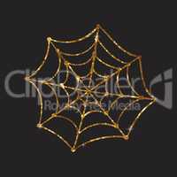 Golden glitter silhouette Halloween holiday spyder web flat icon