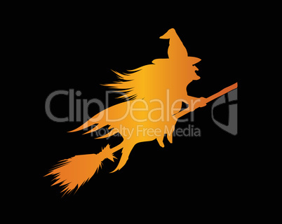 orange gradient Halloween holiday witch flat icon