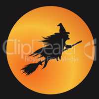 Orange Gradient silhouette Halloween holiday witch flat icon
