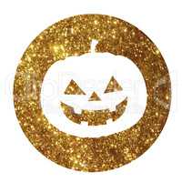 Golden glitter silhouette Halloween holiday pumpkin flat icon