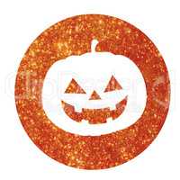 Orange glitter silhouette Halloween holiday pumpkin flat icon