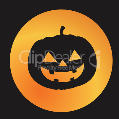 Orange glitter silhouette Halloween holiday pumpkin flat icon