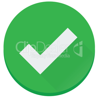 Flat green checked, finish, correct vector icon