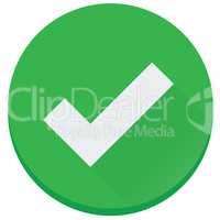 Flat green checked, finish, correct vector icon