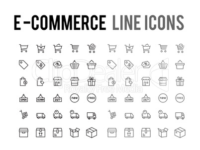 Online shopping vector line icon - app and mobile web responsive