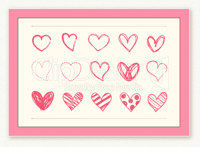 Hand drawing love heart icons design element set