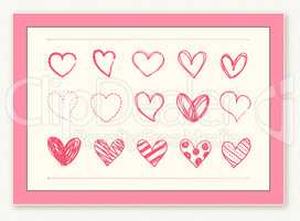 Hand drawing love heart icons design element set