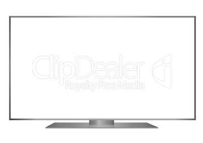 isolated OLED grey flat smart wide TV and white screen
