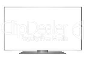 isolated OLED grey flat smart wide TV and white screen