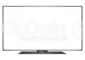 isolated OLED black flat smart wide TV and white screen