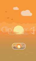 Sunset landscape illustration On Off toggle switch button