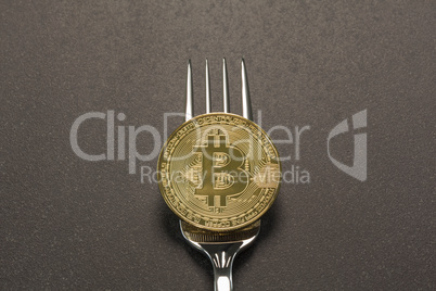Bitcoin Fork Concept Dark Gray Background