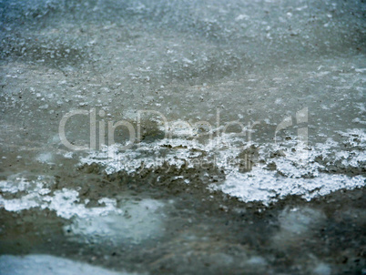 Evening on an frozen lake ice water