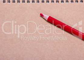 red wooden pencil on a brown sheet of paper